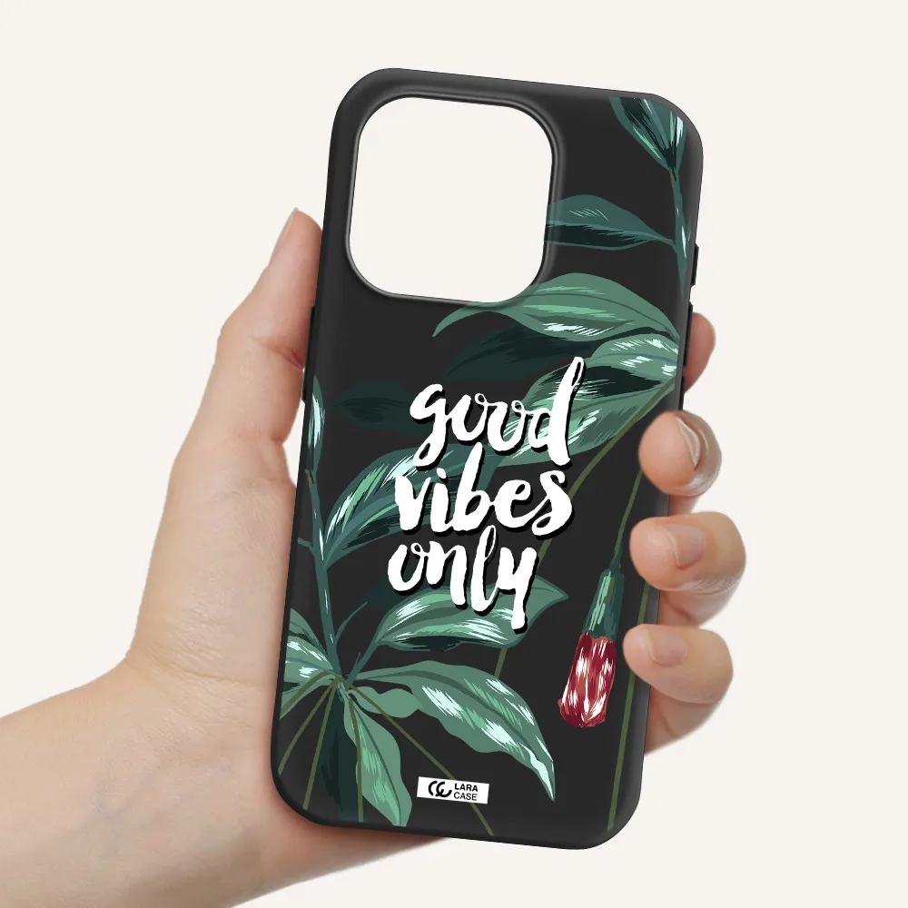 Tropical Vibes Green Apple Iphone 15 Pro Silicone Black Case