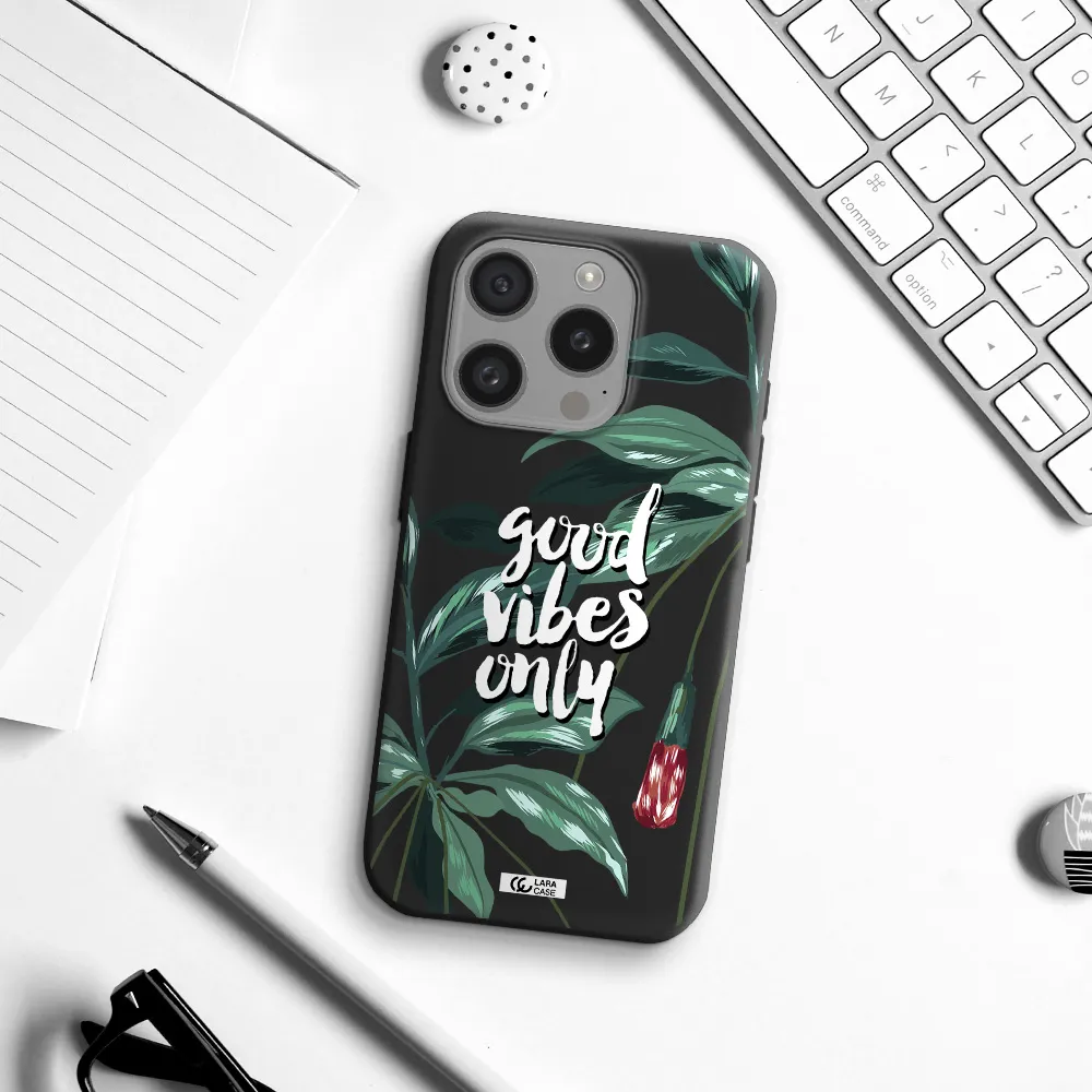 Tropical Vibes Green Apple Iphone 15 Pro Silicone Black Case