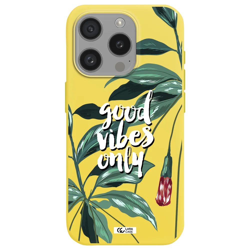 Tropical Vibes Green Apple Iphone 15 Pro Silicone Canary Yellow Case