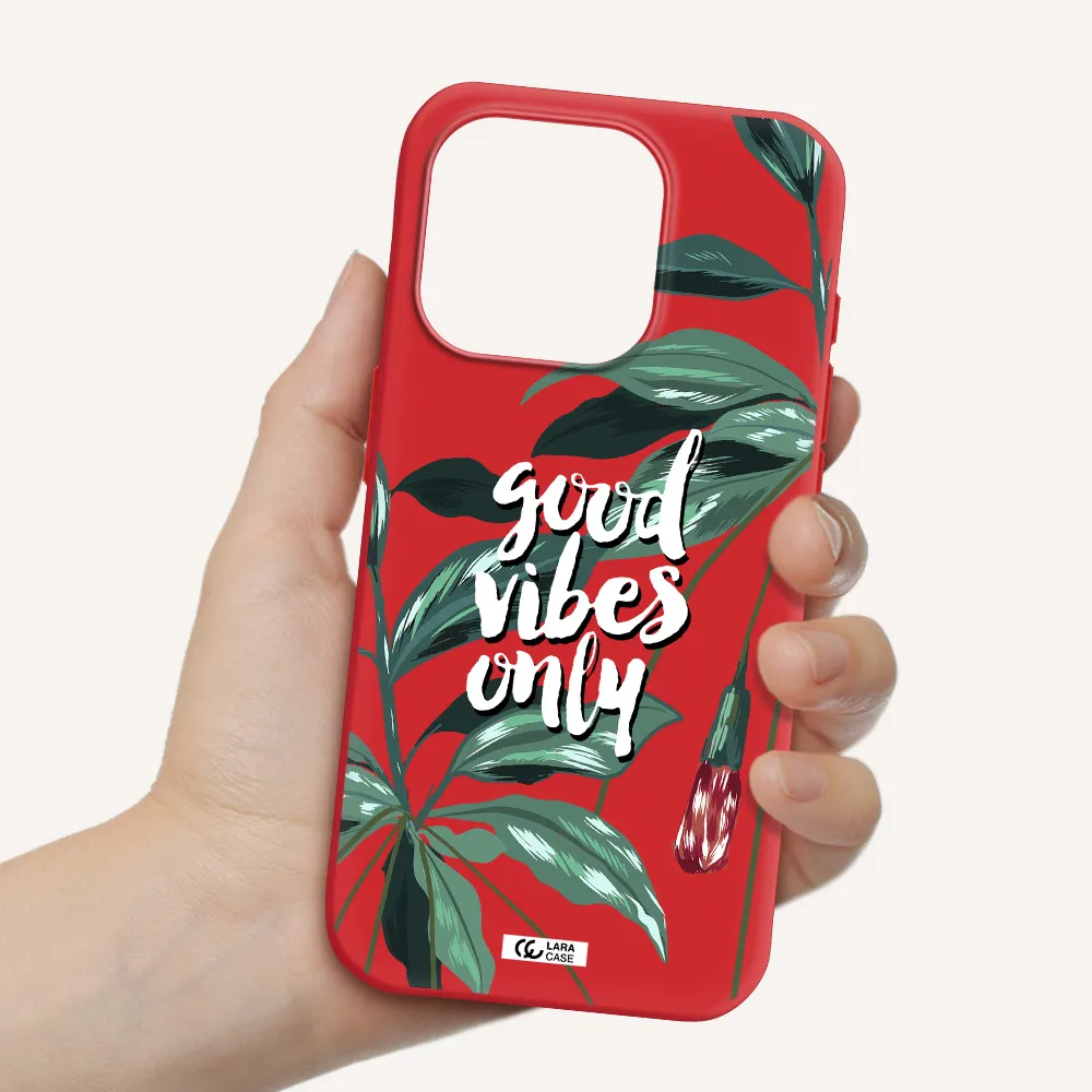 Tropical Vibes Green Apple Iphone 15 Pro Silicone Imperial Red Case
