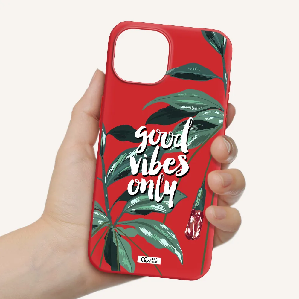 Tropical Vibes Green Apple Iphone 15 Silicone Imperial Red Case