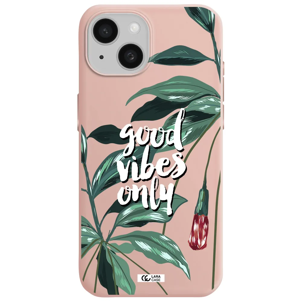 Tropical Vibes Green Apple Iphone 15 Silicone Pastel Pink Case