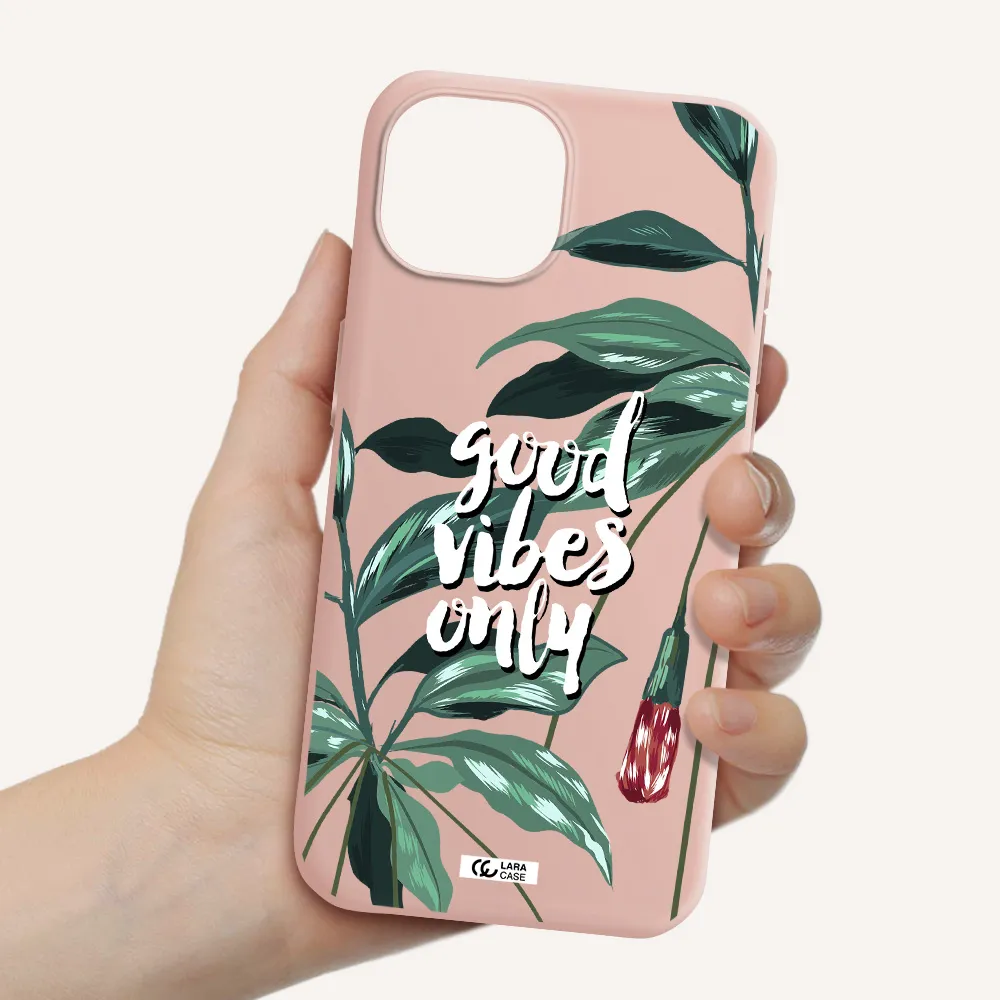 Tropical Vibes Green Apple Iphone 15 Silicone Pastel Pink Case