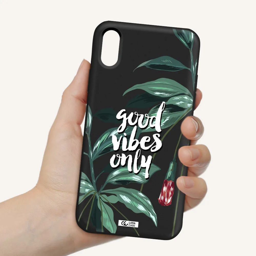 Tropical Vibes Green Apple iPhone X Silicone black Case