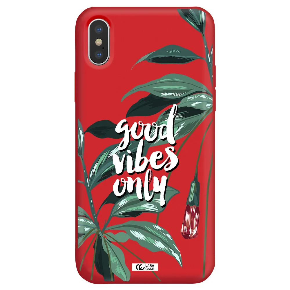 Tropical Vibes Green Apple iPhone X Silicone Imperial Red Case