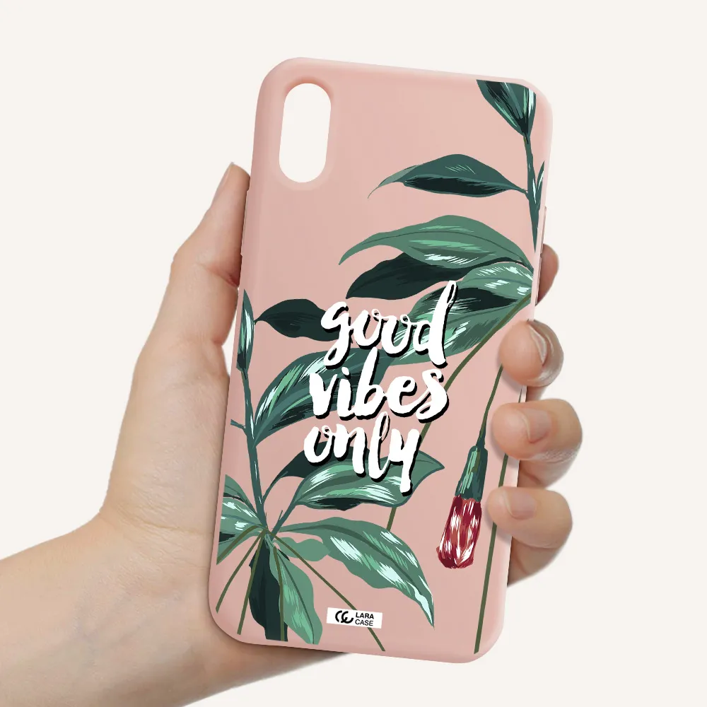 Tropical Vibes Green Apple iPhone X Silicone pastel pink Case