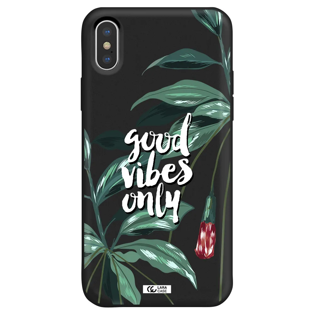 Tropical Vibes Green Apple iPhone XS Silicone black Case