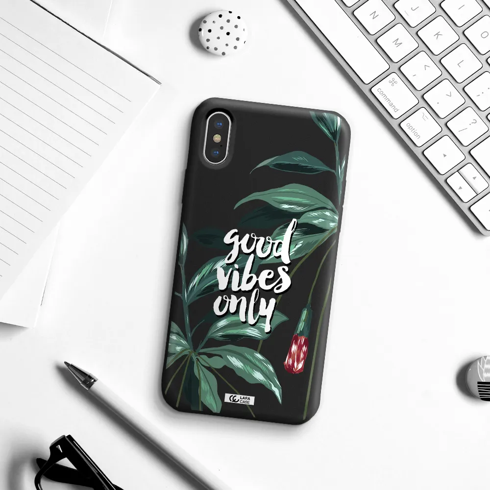 Tropical Vibes Green Apple iPhone XS Silicone black Case