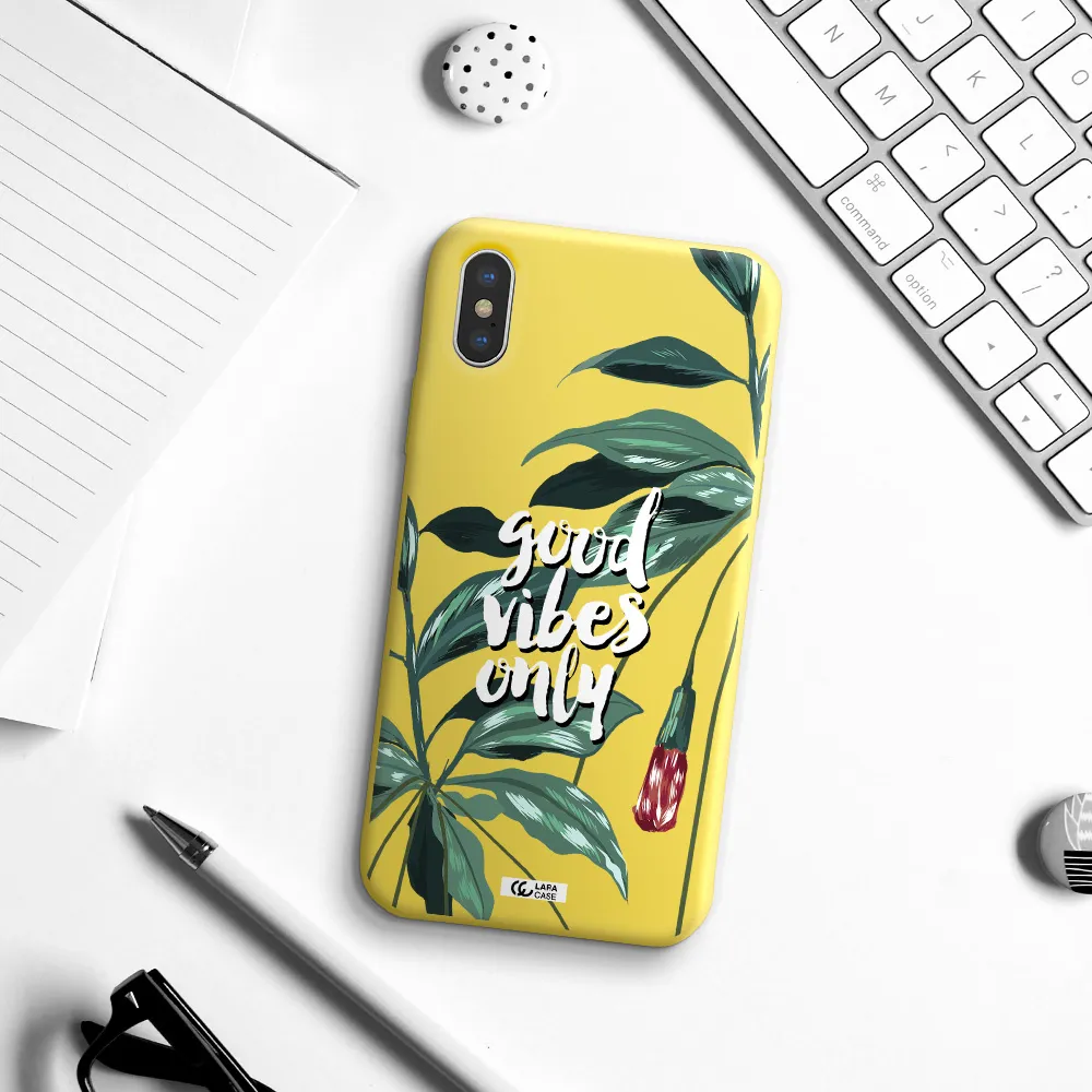 Tropical Vibes Green Apple iPhone XS Silicone canary yellow Case