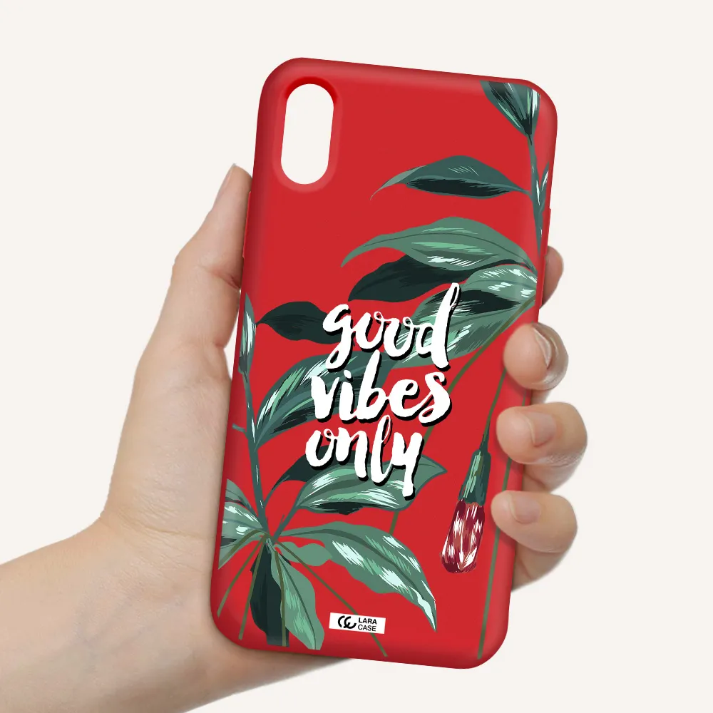 Tropical Vibes Green Apple iPhone XS Silicone Imperial Red Case