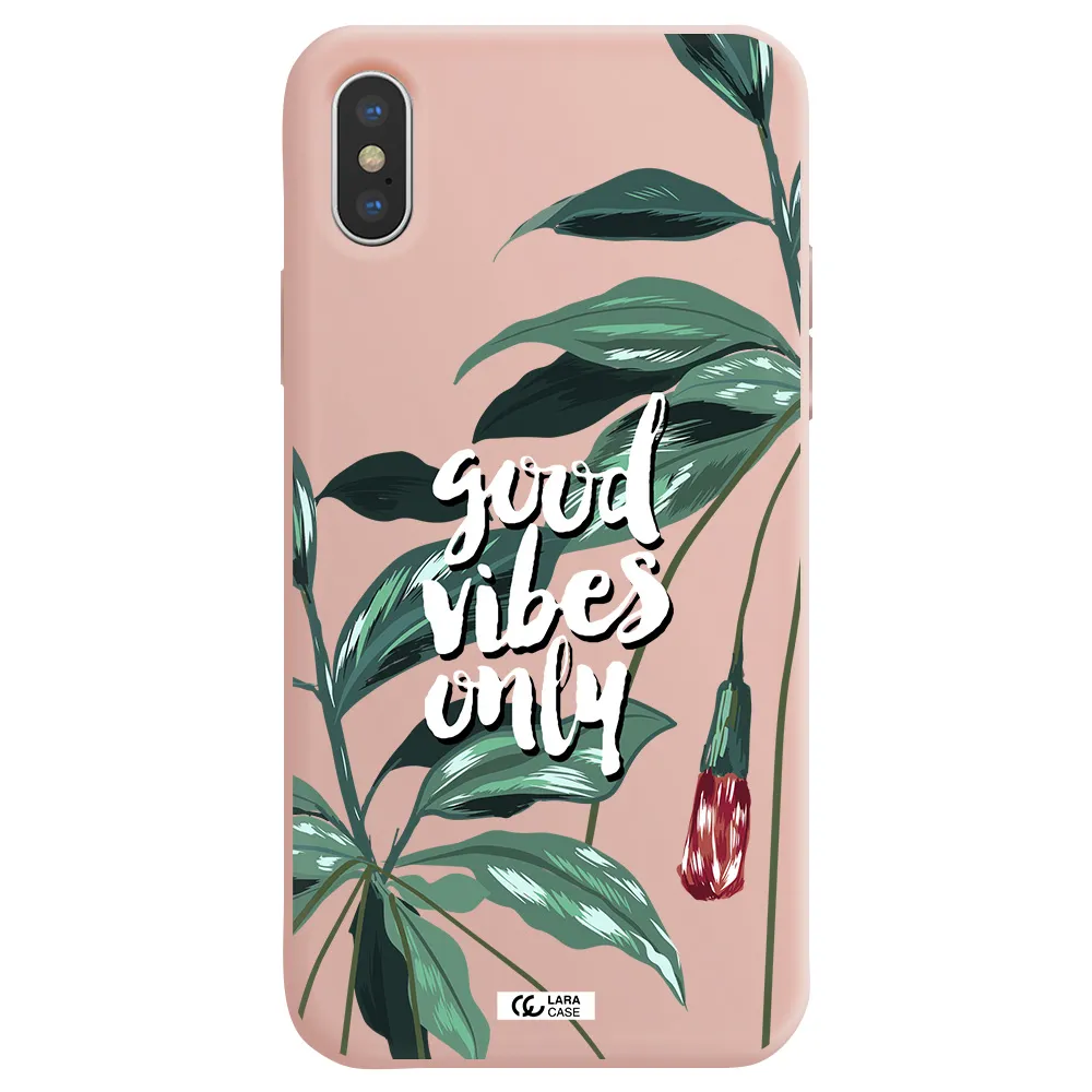Tropical Vibes Green Apple iPhone XS Silicone pastel pink Case