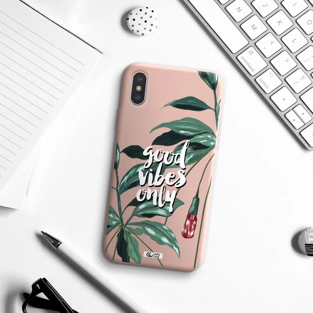 Tropical Vibes Green Apple iPhone XS Silicone pastel pink Case