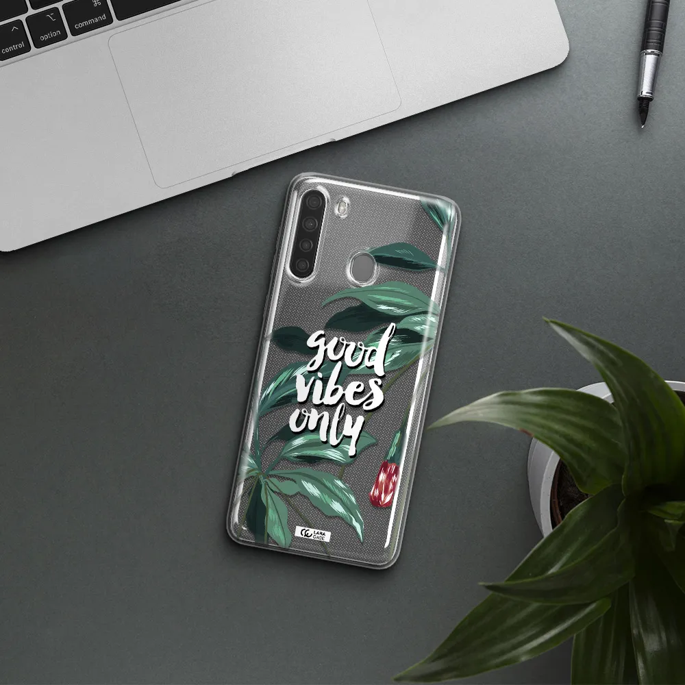 Tropical Vibes Green Samsung A21 Clear TPU Case