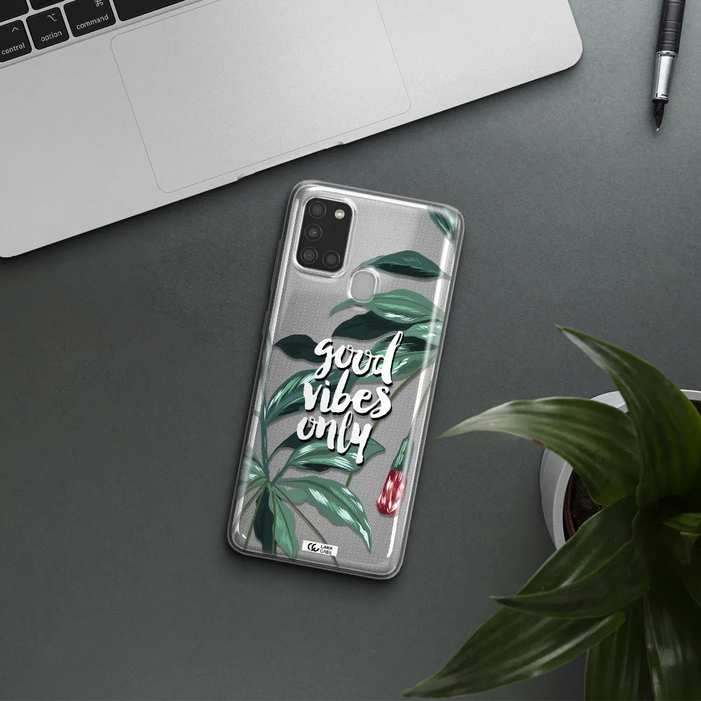 Tropical Vibes Green Samsung A21S Clear TPU Case