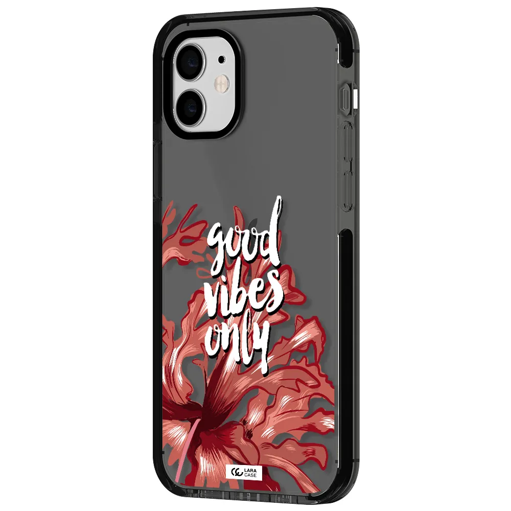Tropical Vibes Red Apple iPhone 11 impact Smoke Black Case