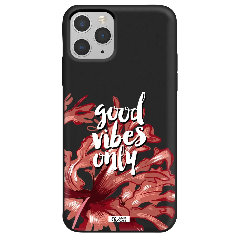 Tropical Vibes Red Apple iPhone 11 pro max Silicone black Case