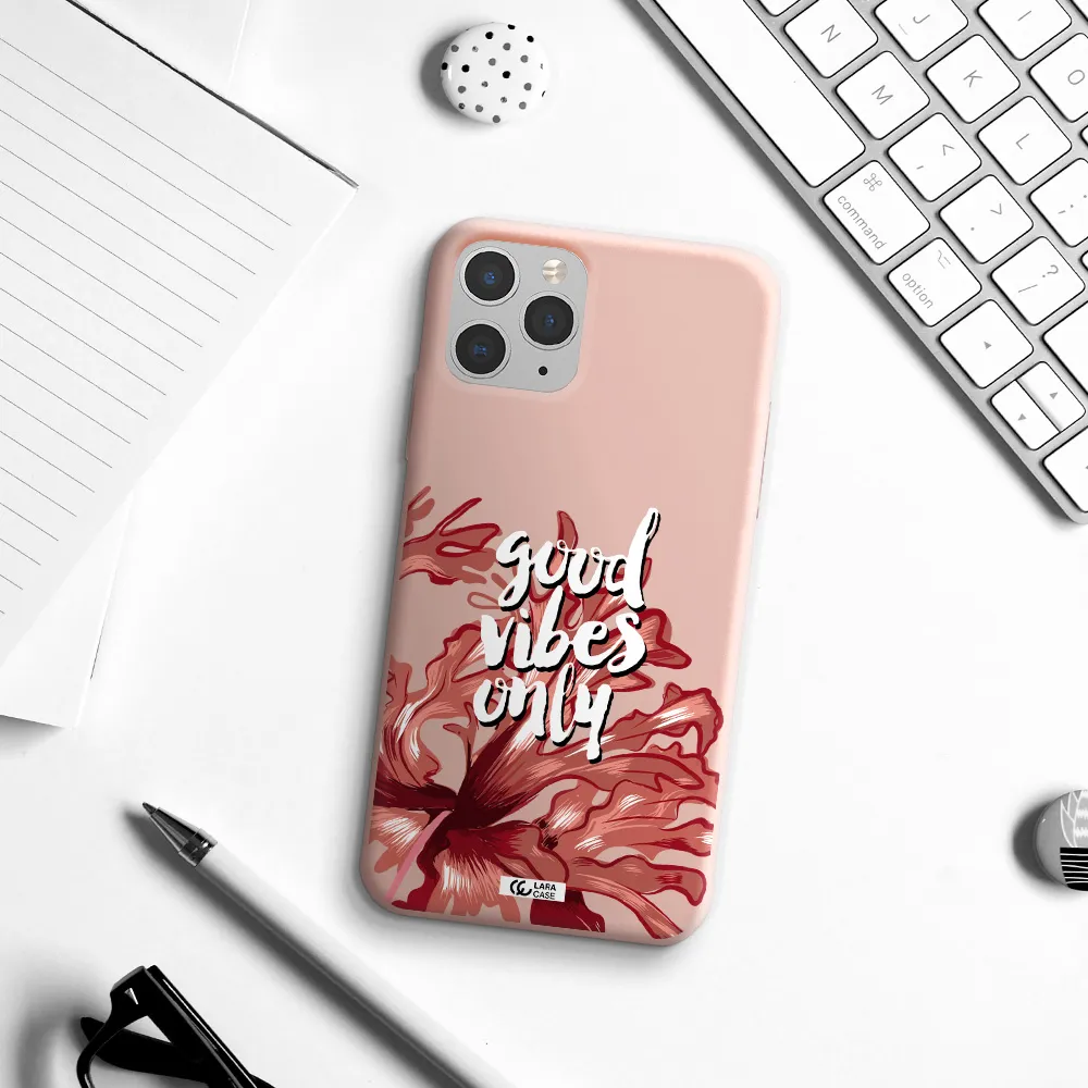 Tropical Vibes Red Apple iPhone 11 pro max Silicone pastel pink Case