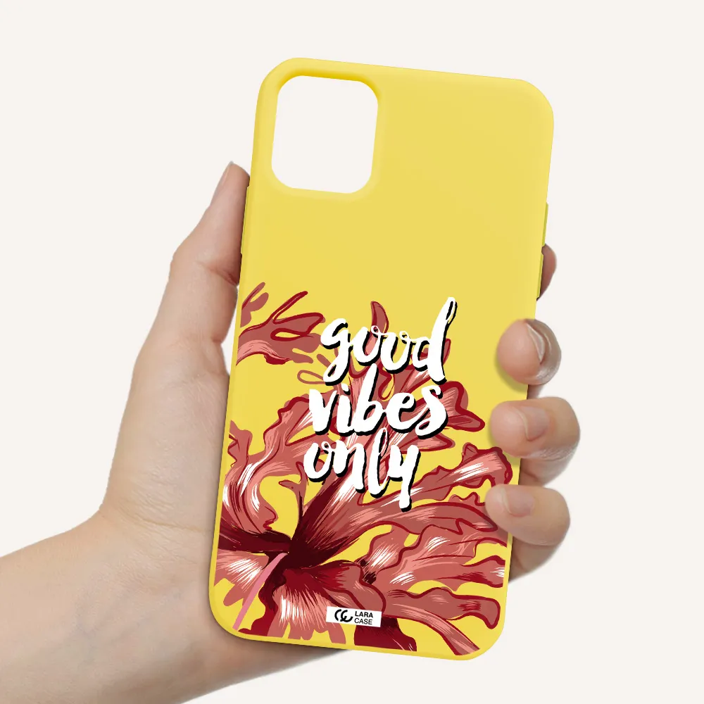 Tropical Vibes Red Apple iPhone 11 Silicone canary yellow Case