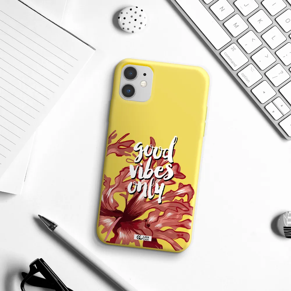 Tropical Vibes Red Apple iPhone 11 Silicone canary yellow Case
