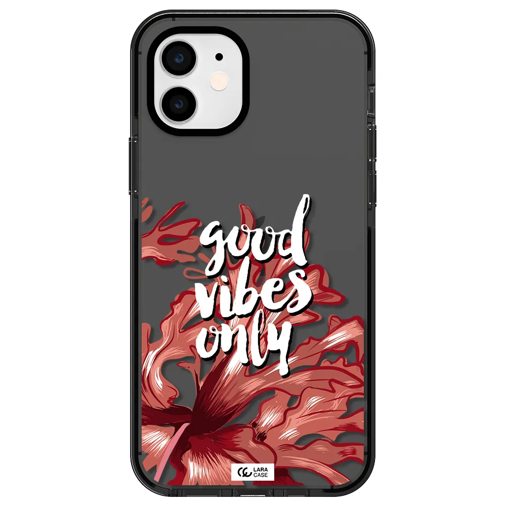 Tropical Vibes Red Apple iPhone 12 impact Smoke Black Case