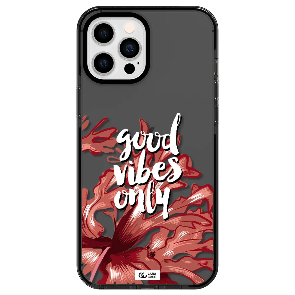 Tropical Vibes Red Apple iPhone 12 pro max impact Smoke Black Case