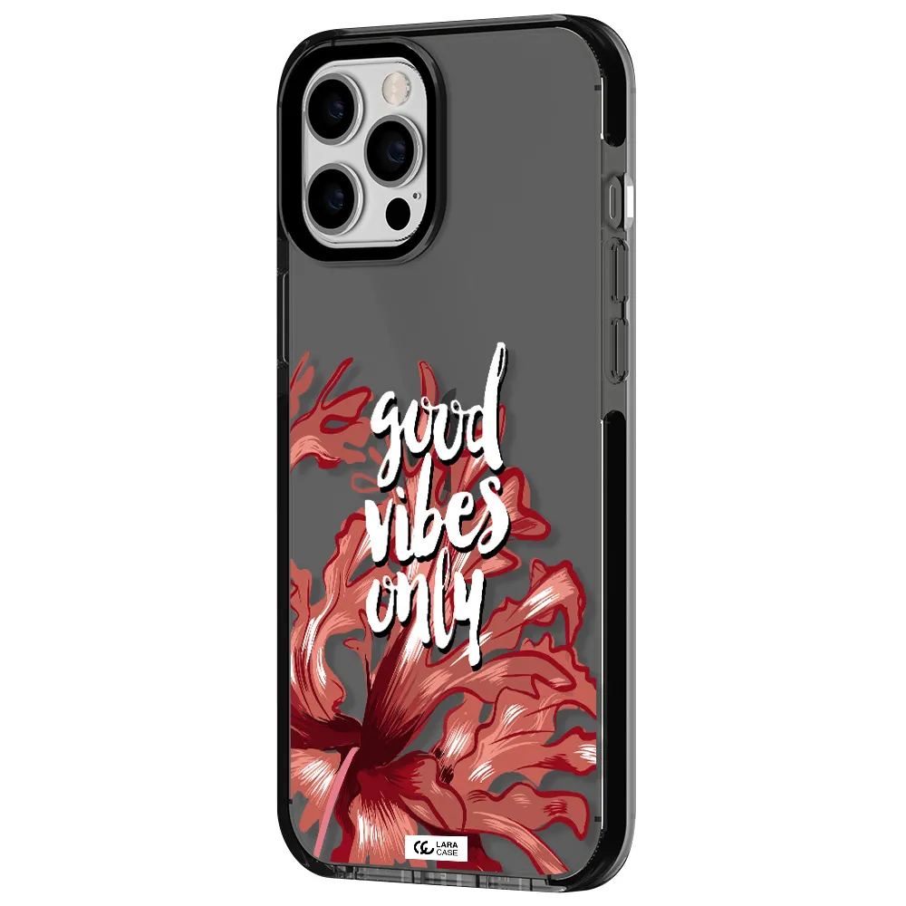 Tropical Vibes Red Apple iPhone 12 pro max impact Smoke Black Case