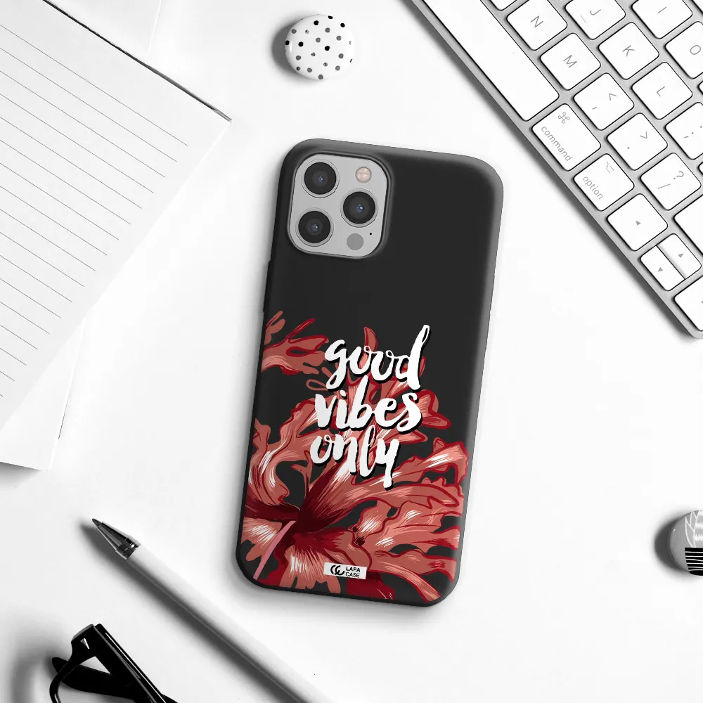 Tropical Vibes Red Apple iPhone 12 pro max Silicone black Case