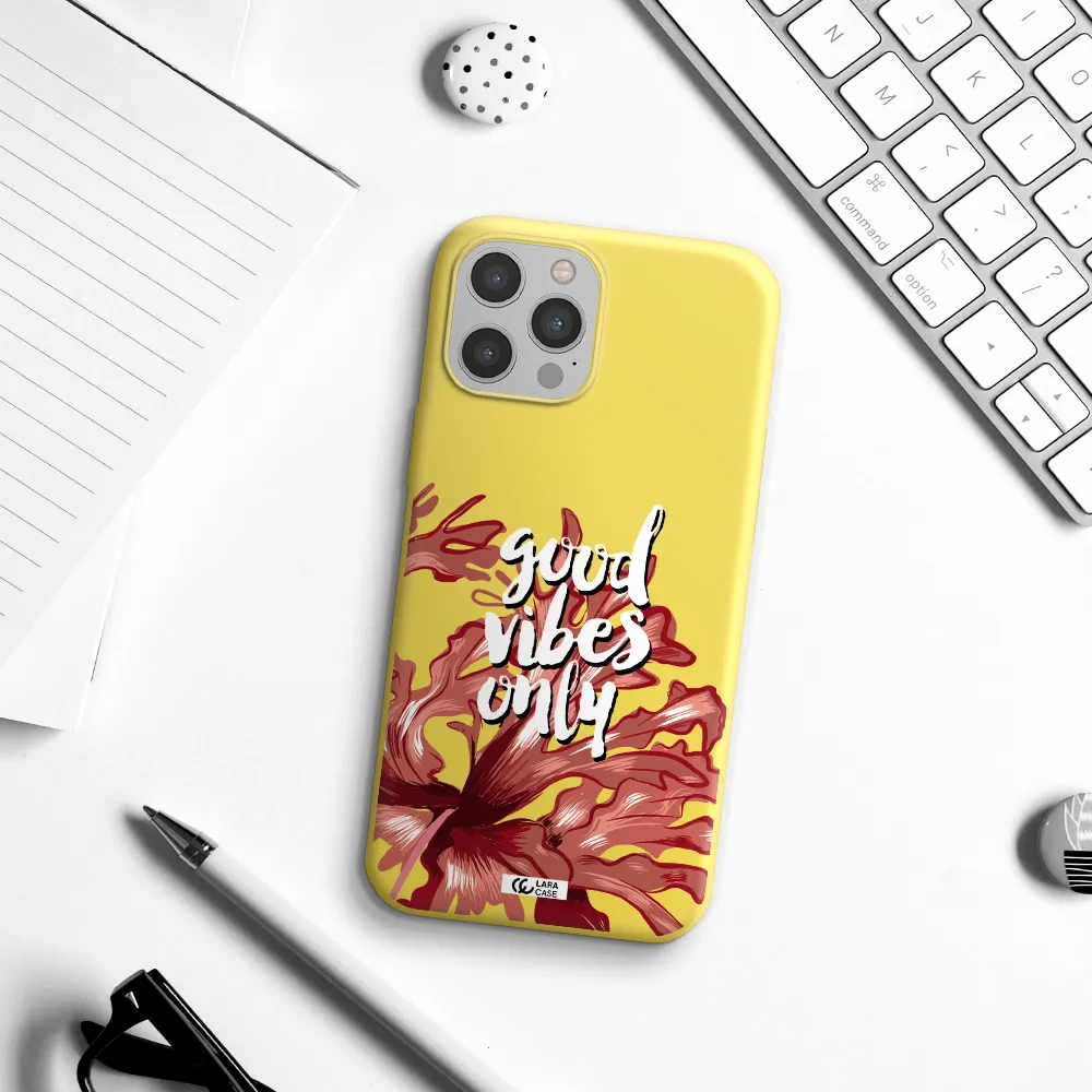 Tropical Vibes Red Apple iPhone 12 pro Silicone canary yellow Case