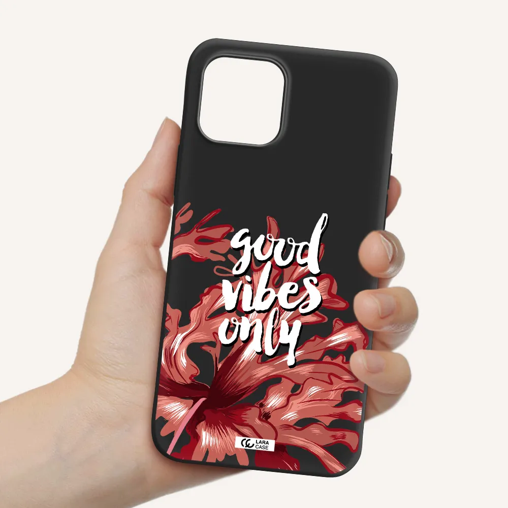 Tropical Vibes Red Apple iPhone 12 Silicone black Case