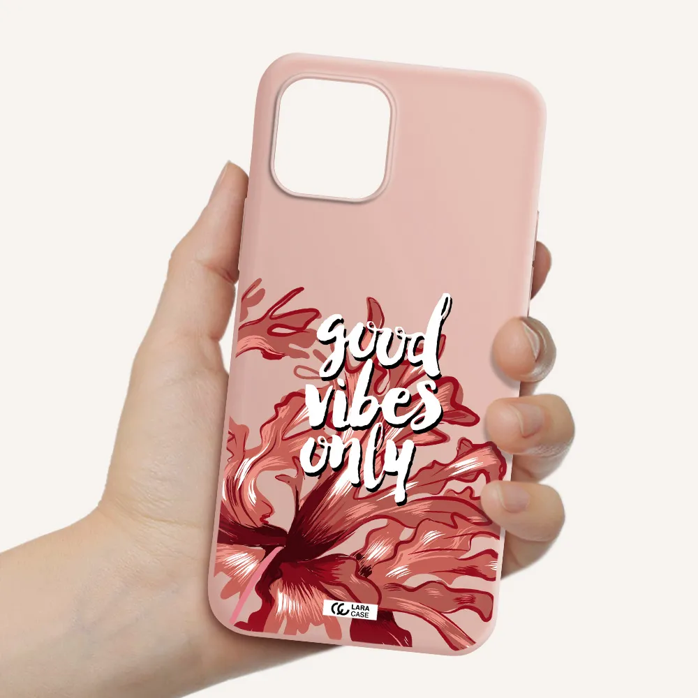 Tropical Vibes Red Apple iPhone 12 Silicone pastel pink Case