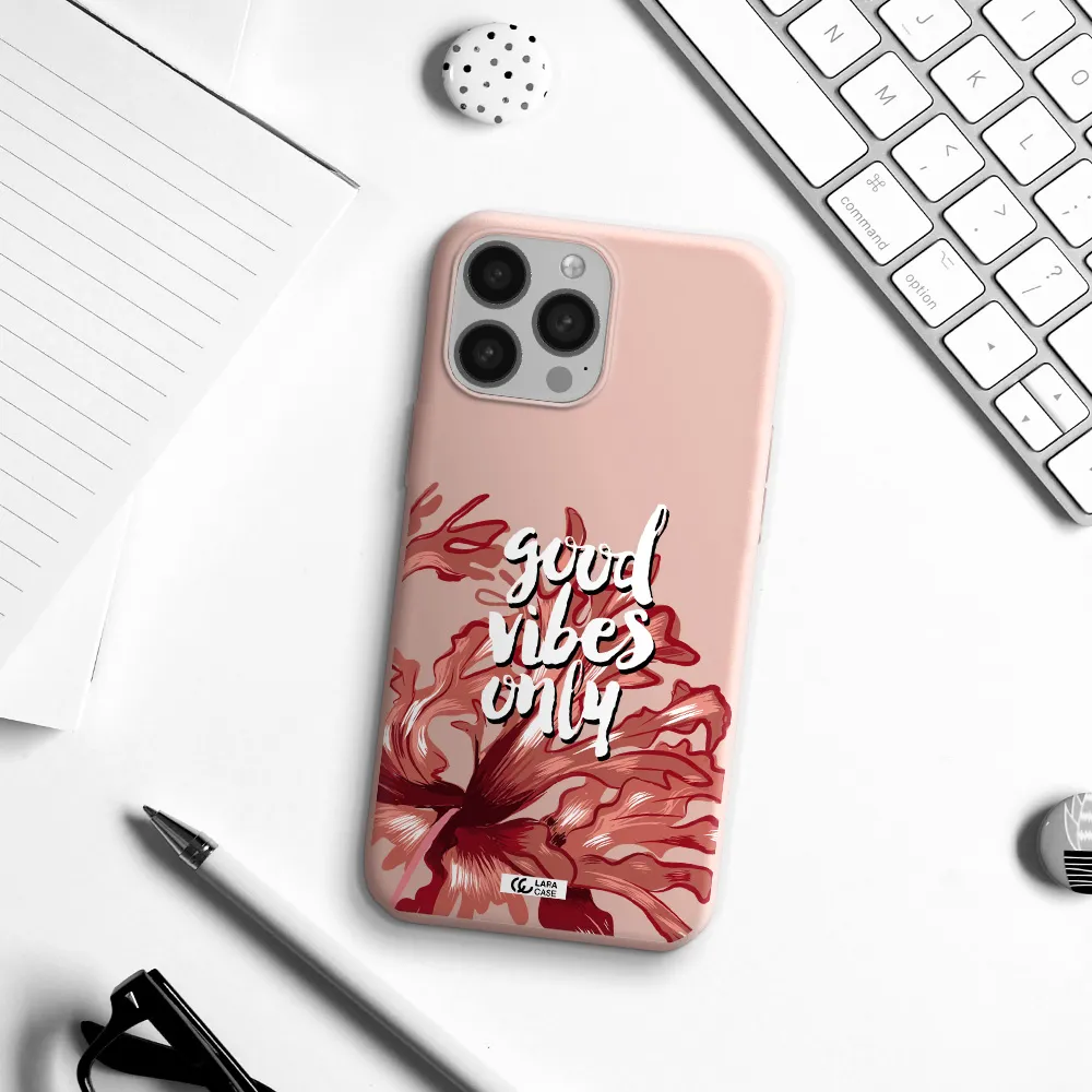 Tropical Vibes Red Apple iPhone 13 Pro Silicone pastel pink Case