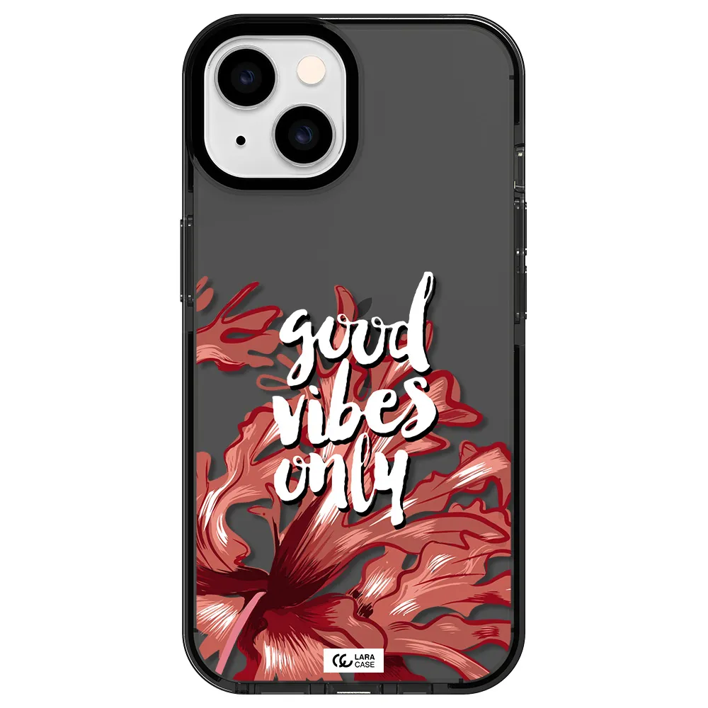 Tropical Vibes Red Apple iPhone 14 impact Smoke Black Case