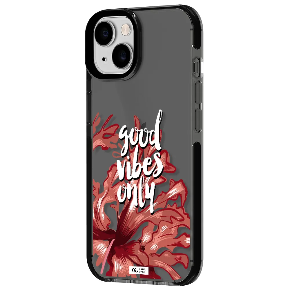 Tropical Vibes Red Apple iPhone 14 impact Smoke Black Case