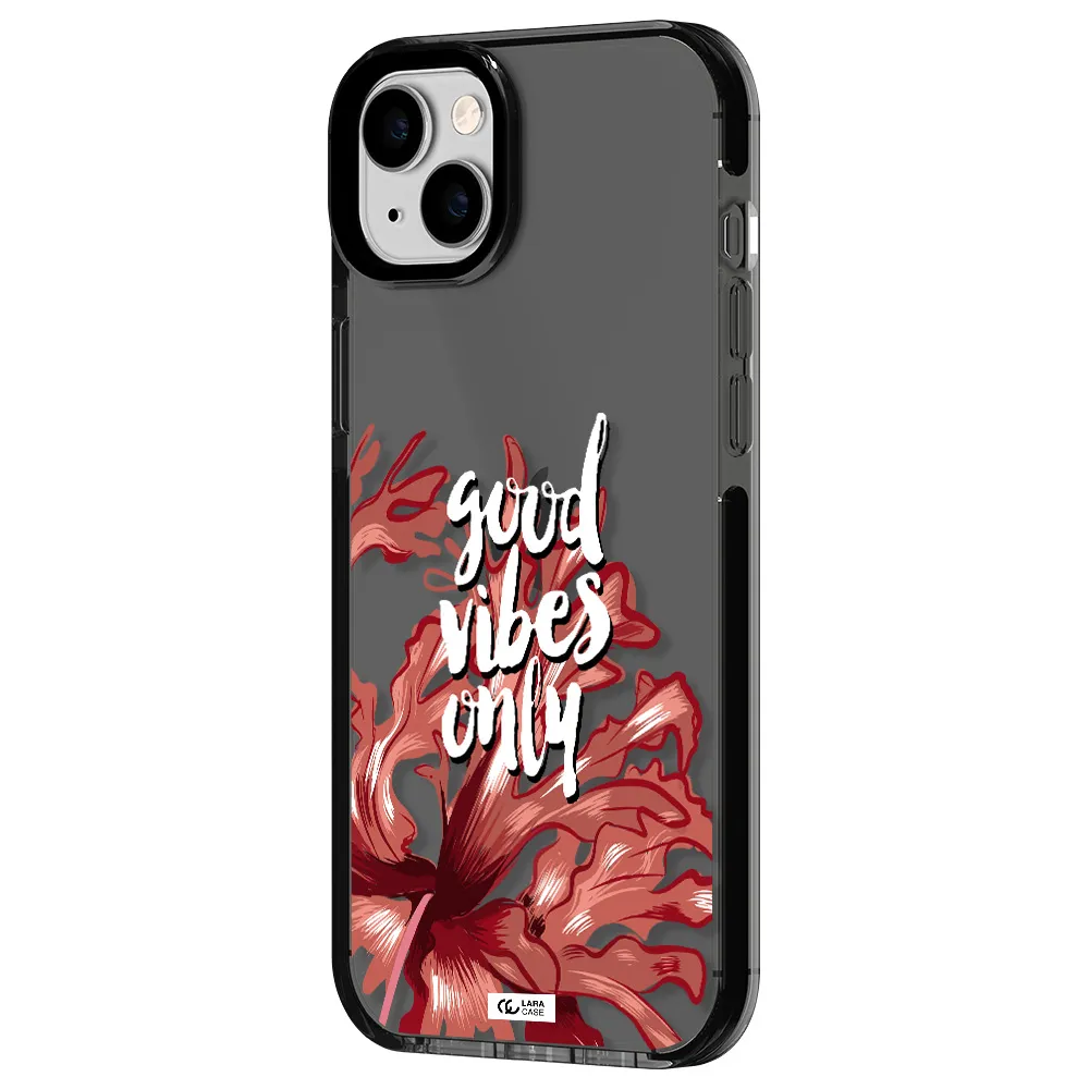 Tropical Vibes Red Apple iPhone 14 plus impact Smoke Black Case