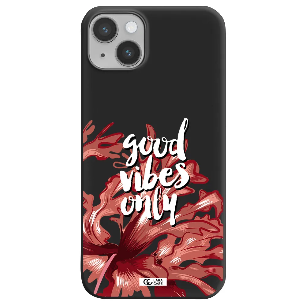 Tropical Vibes Red Apple iPhone 14 plus Silicone black Case