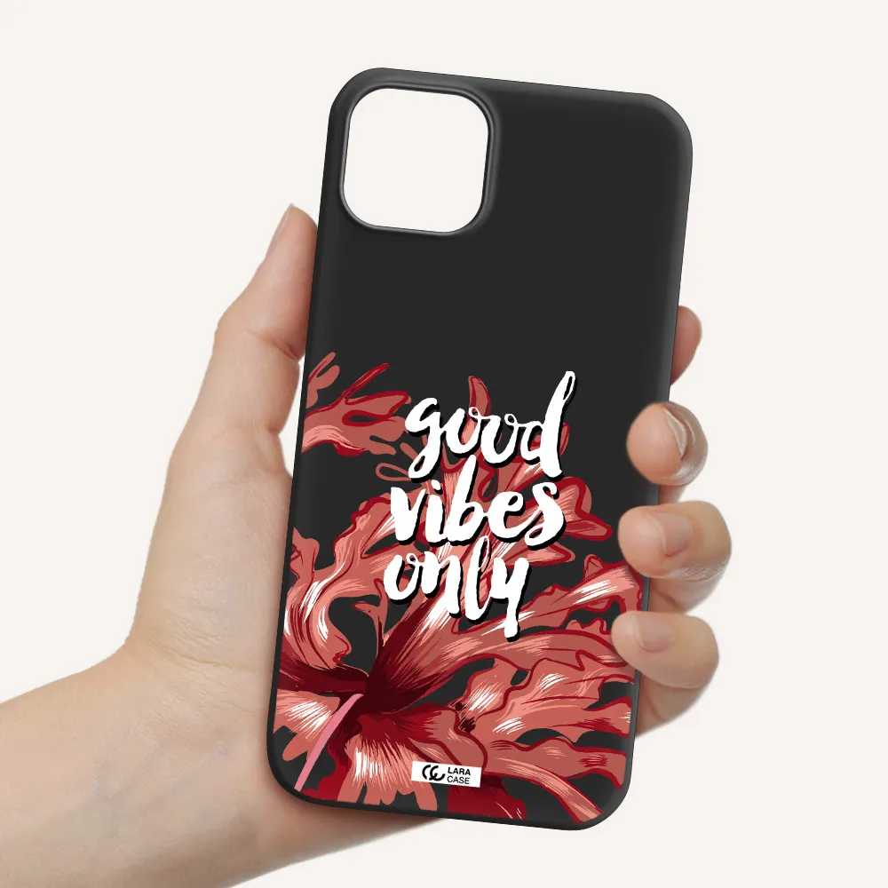 Tropical Vibes Red Apple iPhone 14 plus Silicone black Case