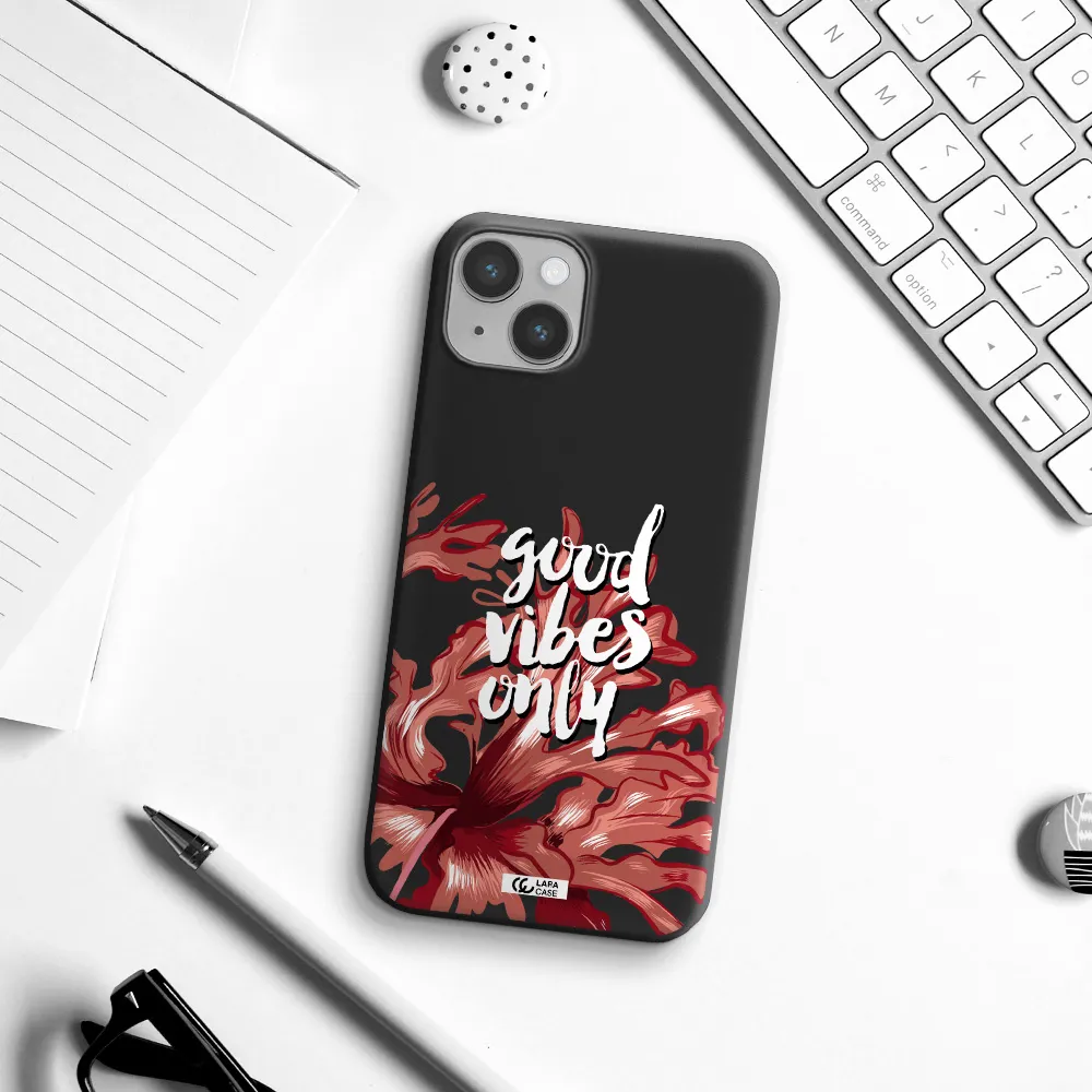 Tropical Vibes Red Apple iPhone 14 plus Silicone black Case