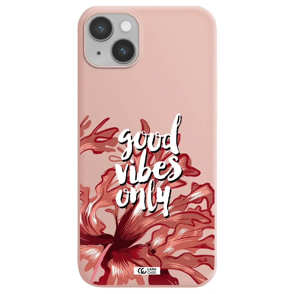 Tropical Vibes Red Apple iPhone 14 plus Silicone pastel pink Case