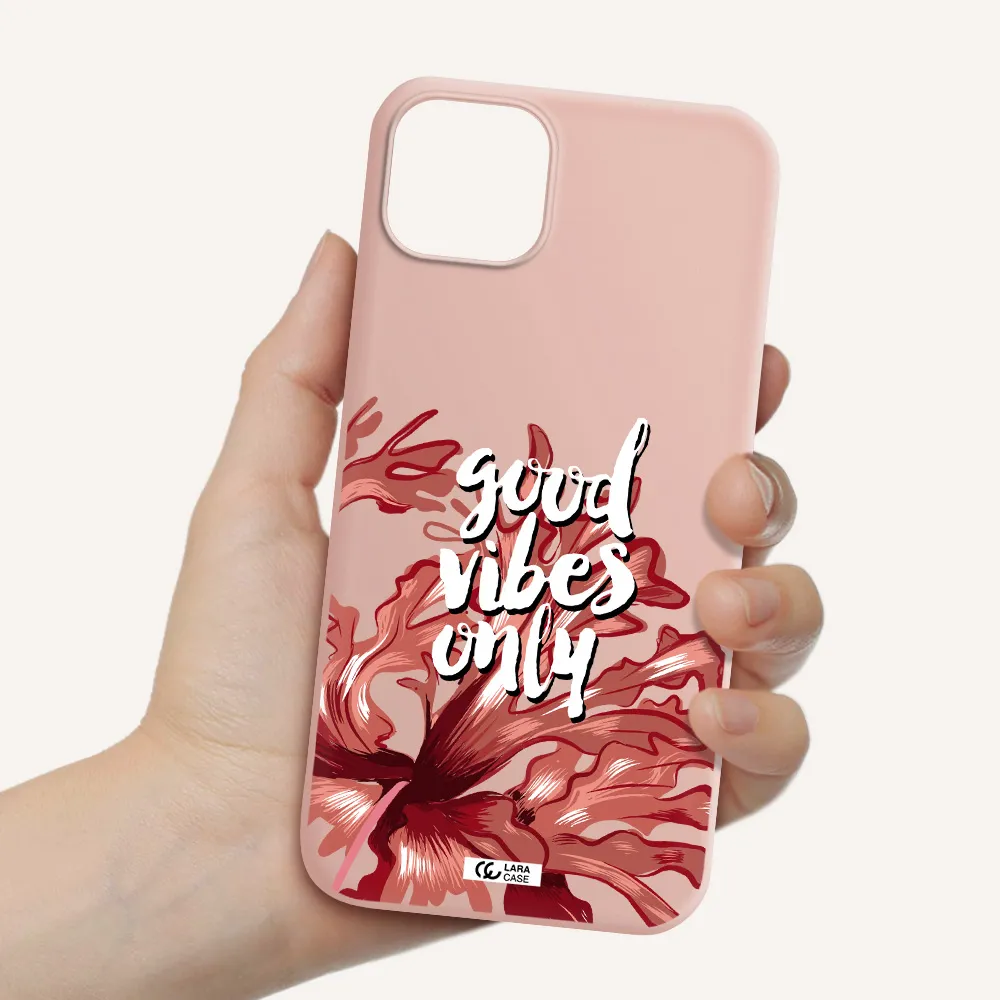 Tropical Vibes Red Apple iPhone 14 plus Silicone pastel pink Case