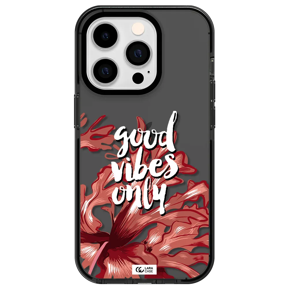 Tropical Vibes Red Apple iPhone 14 pro impact Smoke Black Case