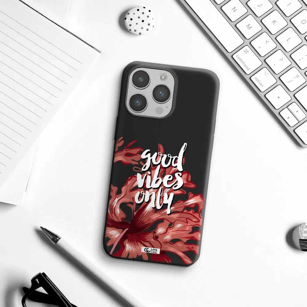 Tropical Vibes Red Apple iPhone 14 pro Silicone black Case