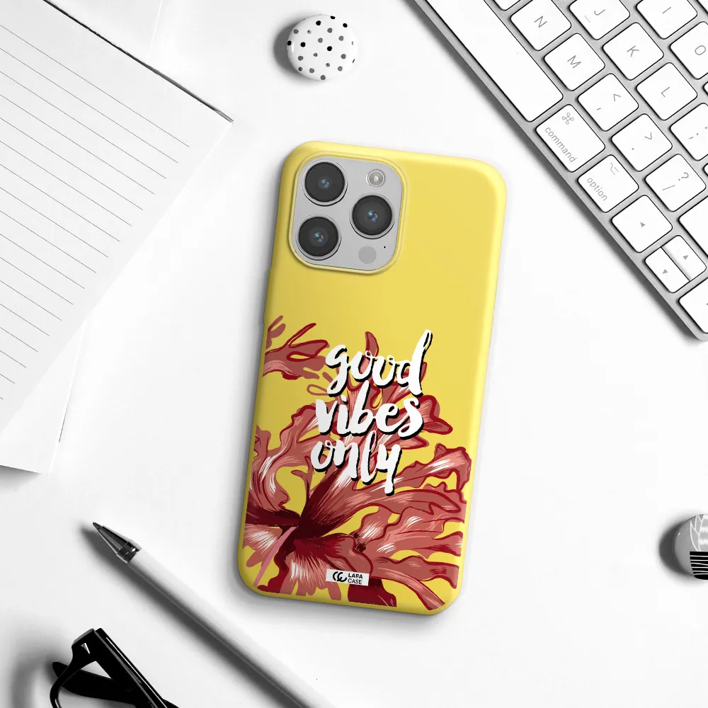 Tropical Vibes Red Apple iPhone 14 pro Silicone canary yellow Case