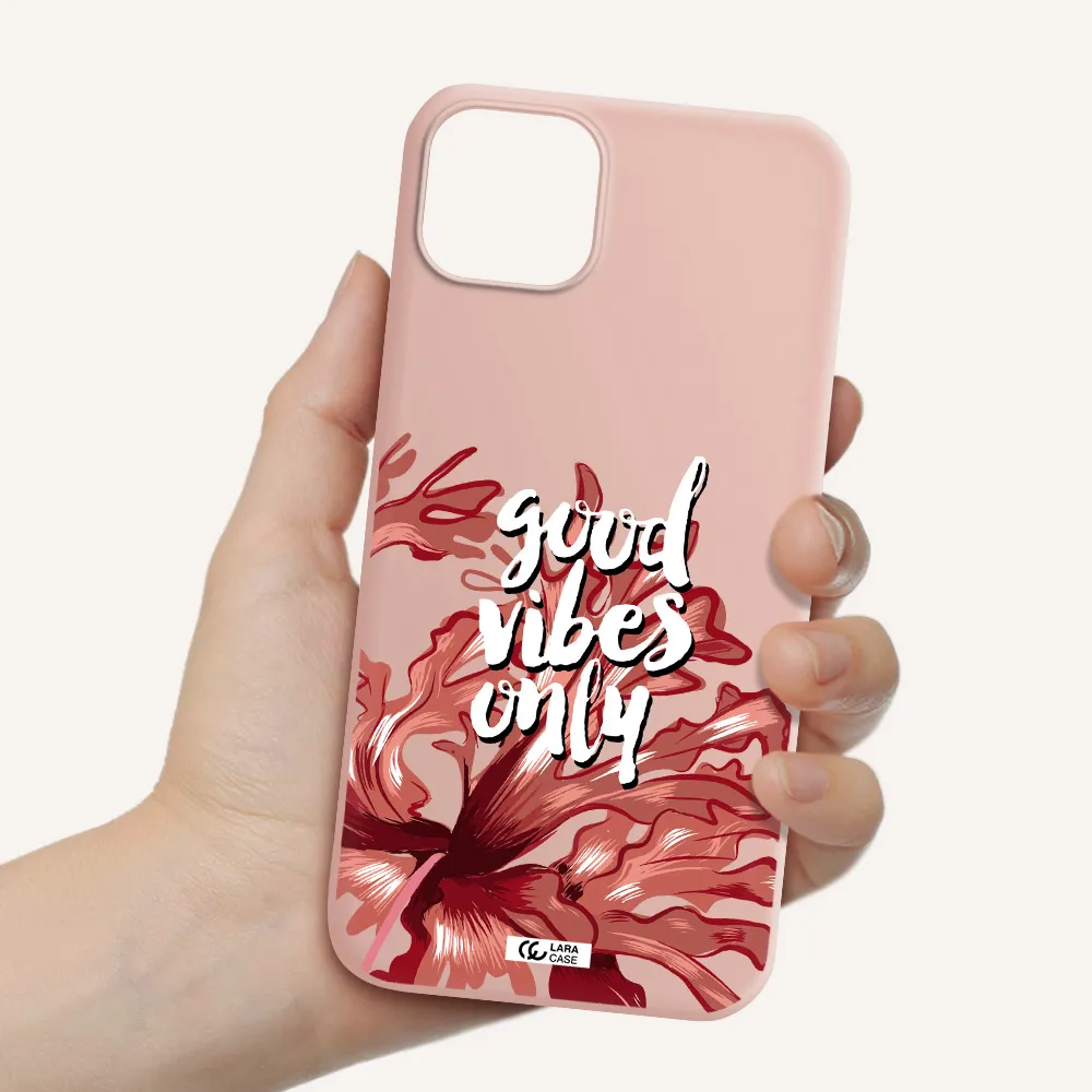 Tropical Vibes Red Apple iPhone 14 Silicone pastel pink Case