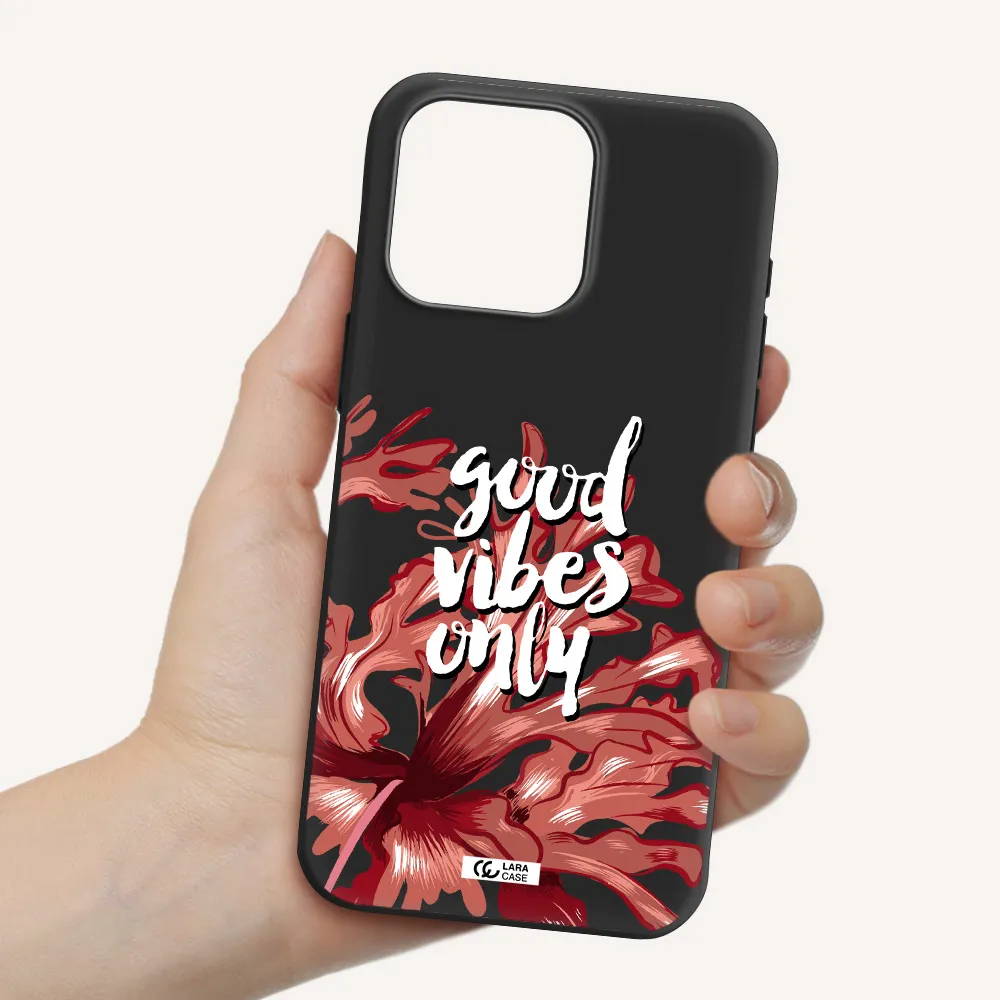 Tropical Vibes Red Apple Iphone 15 Pro max Silicone black Case