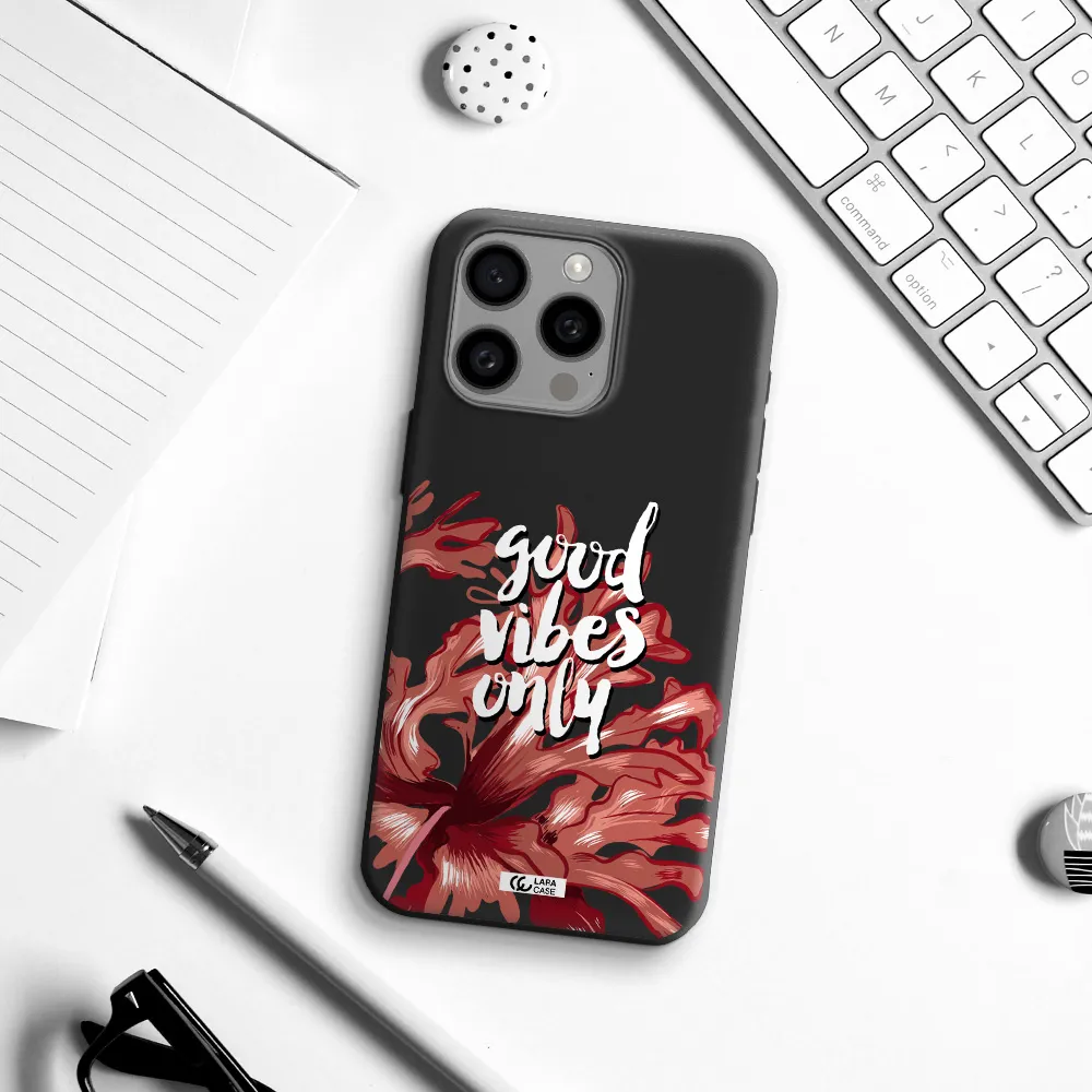 Tropical Vibes Red Apple Iphone 15 Pro max Silicone black Case