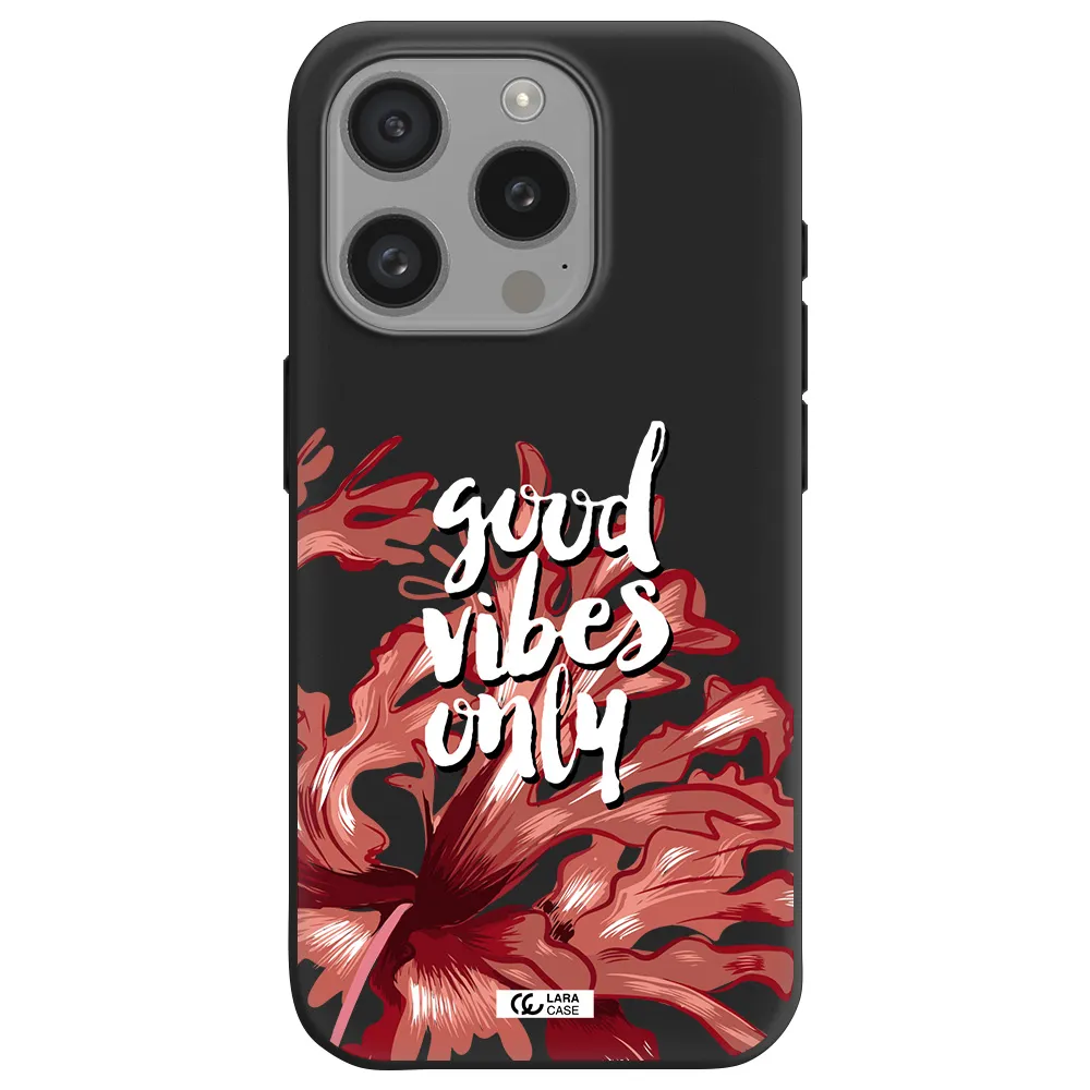 Tropical Vibes Red Apple Iphone 15 Pro Silicone Black Case