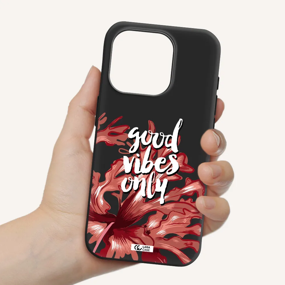 Tropical Vibes Red Apple Iphone 15 Pro Silicone Black Case