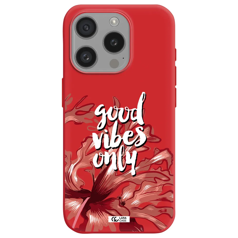 Tropical Vibes Red Apple Iphone 15 Pro Silicone Imperial Red Case