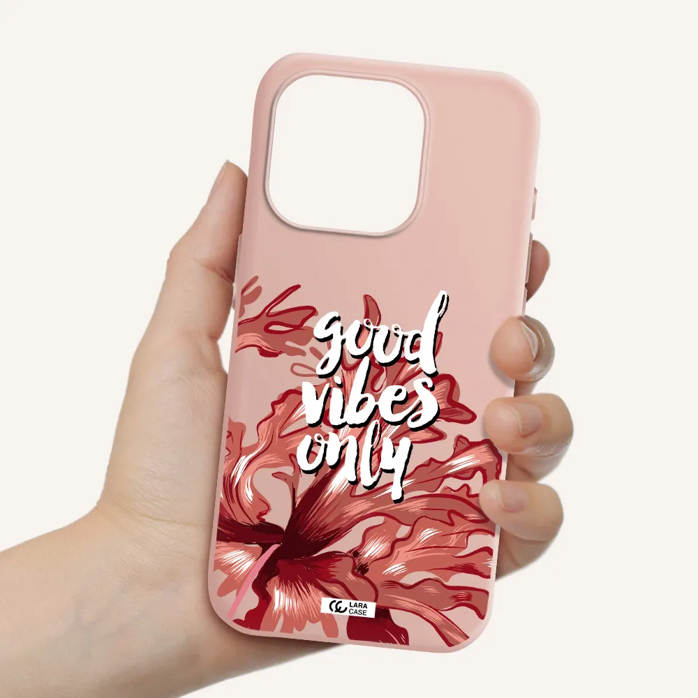 Tropical Vibes Red Apple Iphone 15 Pro Silicone Pastel Pink Case