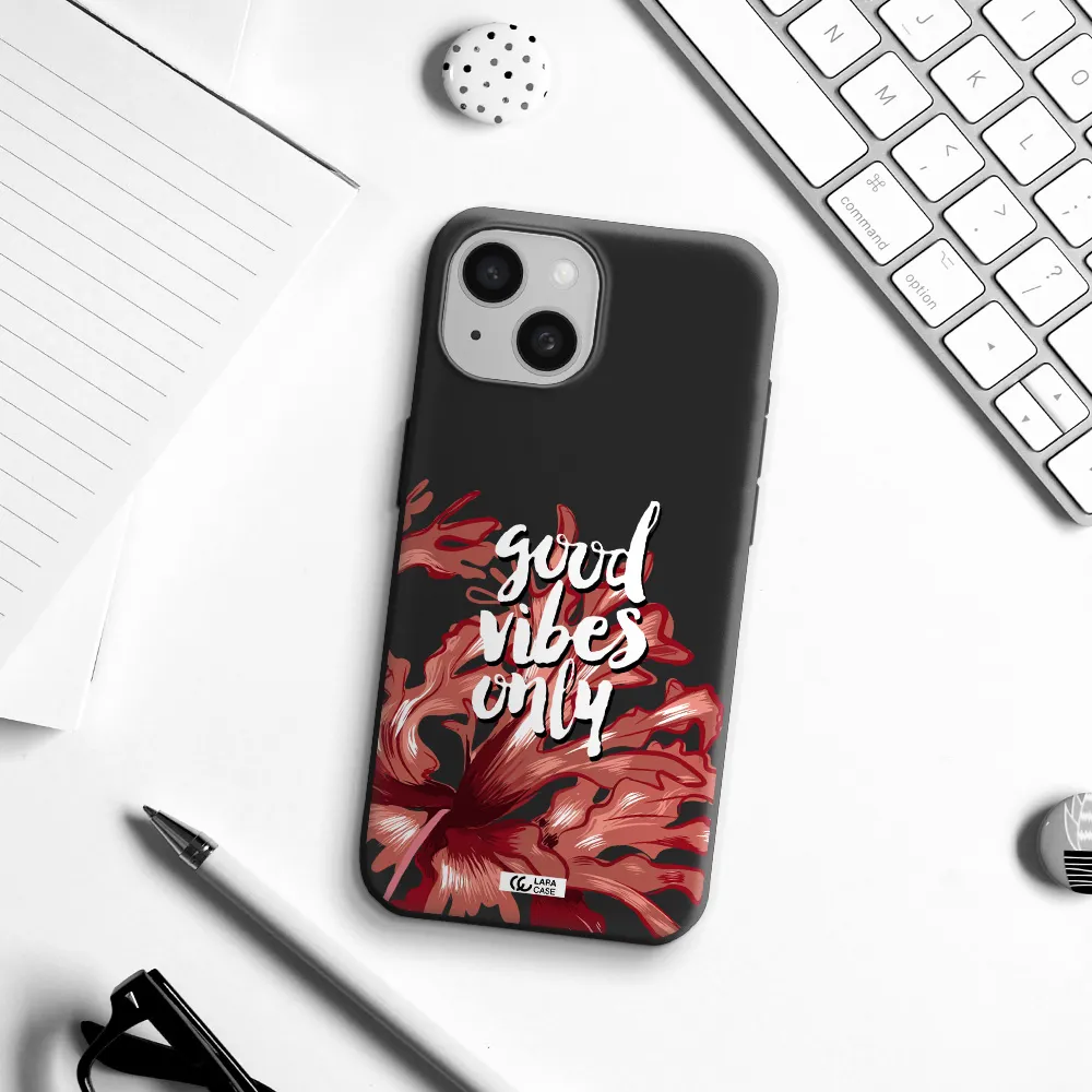 Tropical Vibes Red Apple iPhone 15 Silicone black Case